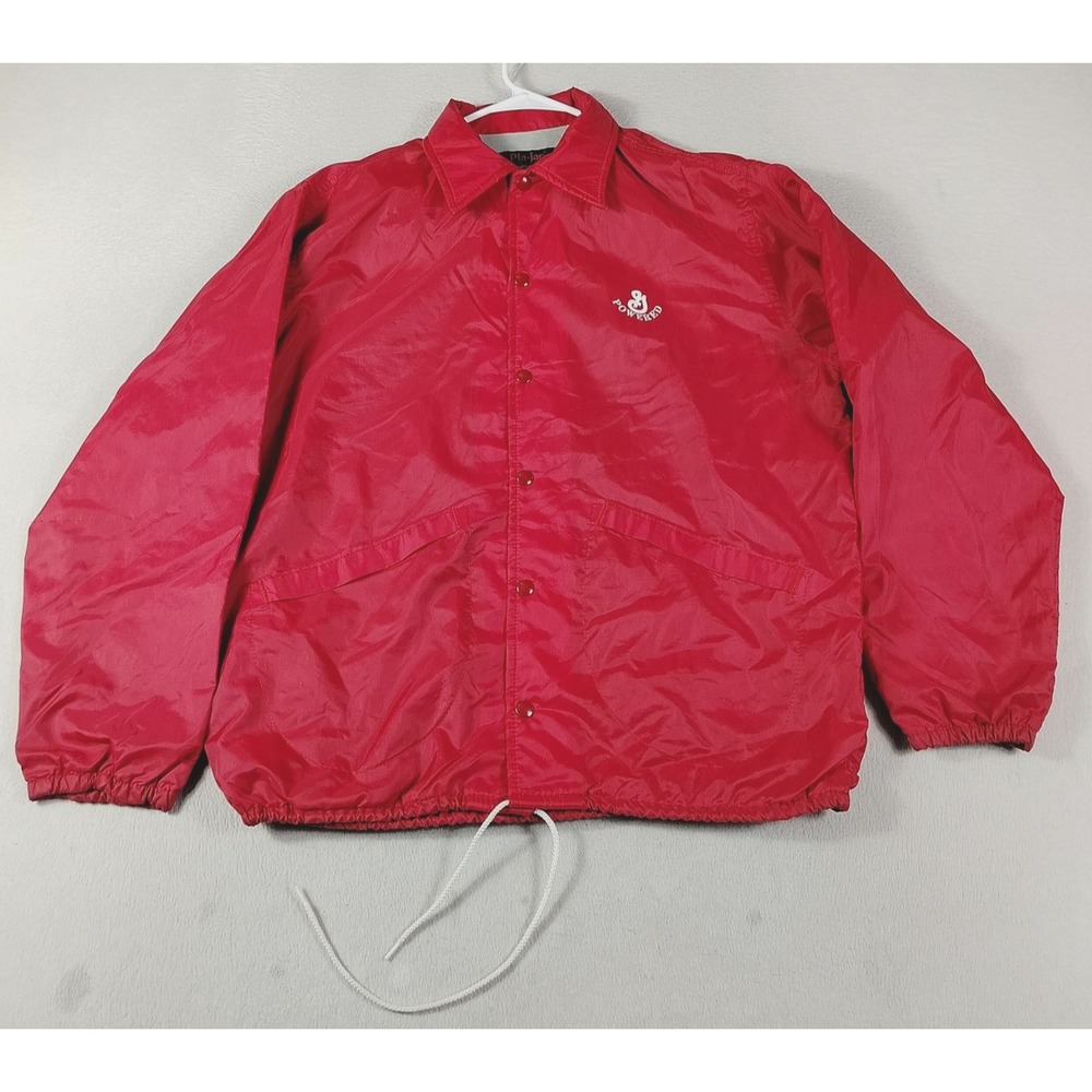 Dunbrooke Jacket Mens Medium Red Vintage Pla-Jac Nylon Snap Windbreaker 80s USA